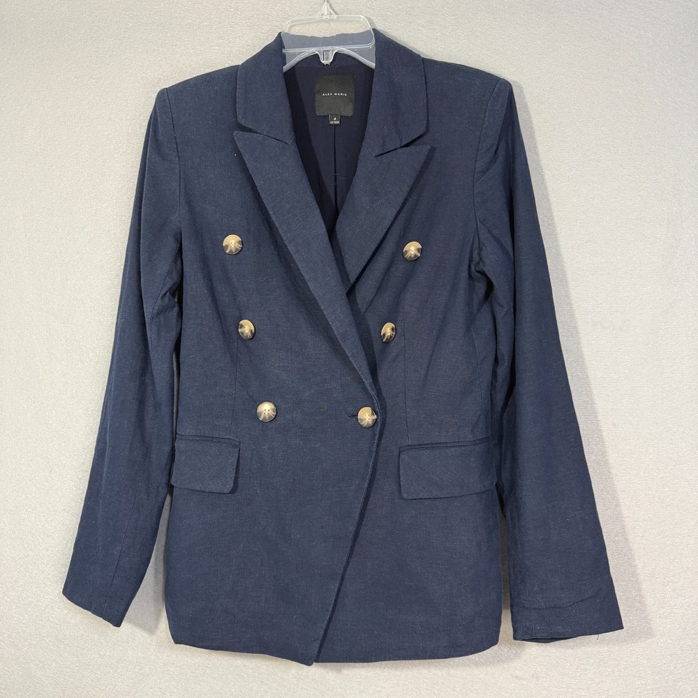 Alex Marie Women's Y2K Linen Blend Blazer Size 4 Classic 90's Preppy Academia